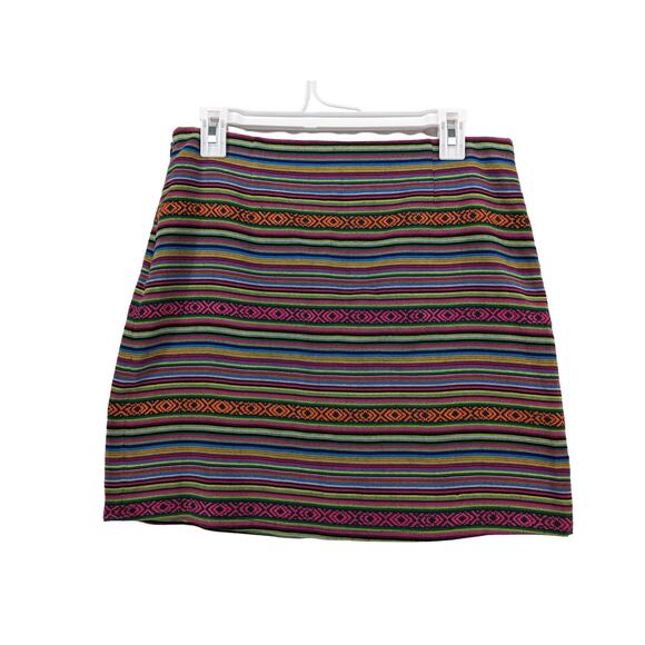 Kaisel Yo Striped Skirt L Pink Green Mini Colorful Micro Hidden Zipper Geometric - Picture 2 of 10